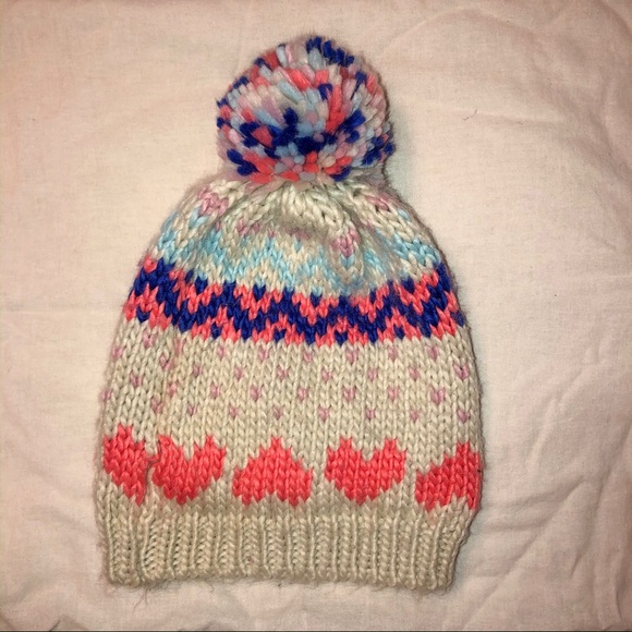 Forever 21 Accessories - final sale f21 cream ribbed knit pompom beanie hat